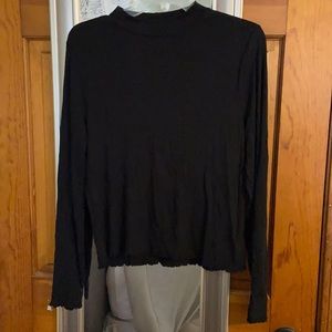 High Neck Ribbed Long Sleeve Top